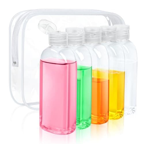 Craftisan 5 Pack 3.4 oz Clear Travel Bottles Kit - TSA Approved, Leak Proof, Reusable - Perfect for Travel, Business Trips, Fitness Centers, Beaches, Camping - 100ml PET Bottles
