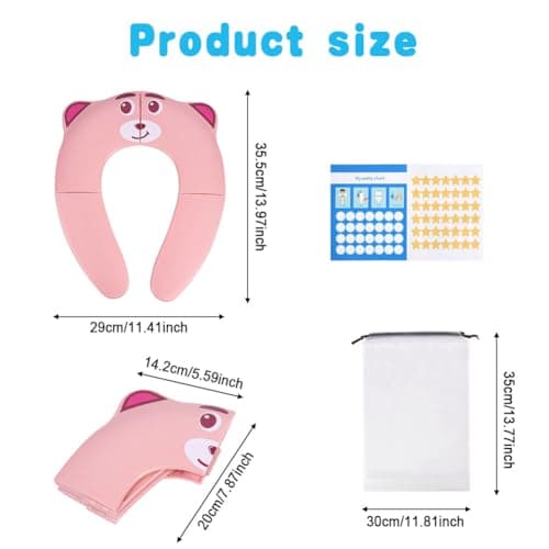 HOTUT Folding Travel Toilet Seat,Folding Travel Potty Seat for Boys and Girls with Toilet Training Reward Chart,Folding Toilet Seat with Storage Bag,Folding Potty Training Seat for Kids — view 2