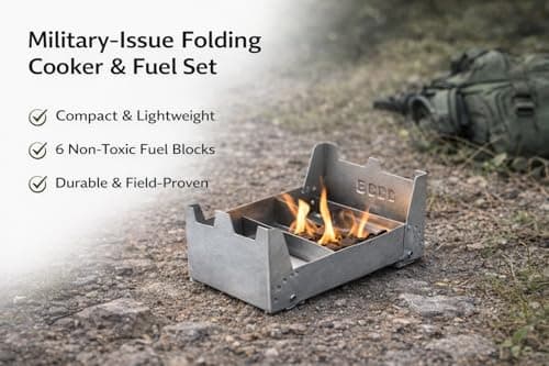British Army Cooker & Fuel Set Compact Lightweight Folding Backpack Stove | Fire Dragon Gel Blocks Included | Military Camping Bushcraft Survival Cooking — view 6