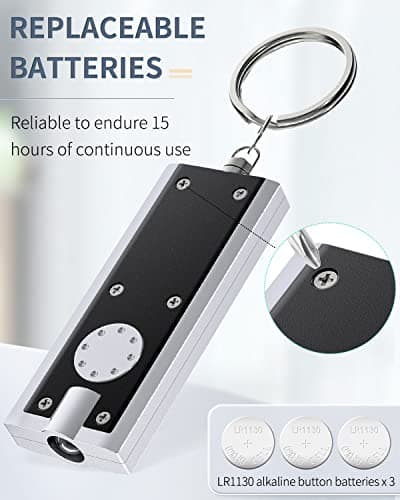 Uniclife 10 Pack Mini LED Keychain Flashlight 12 Lumen | Portable Ultra Bright Light Battery Powered Flat Black Torch for EDC Outdoor Camping Hiking and Emergency Lighting (Batteries Included) — view 5