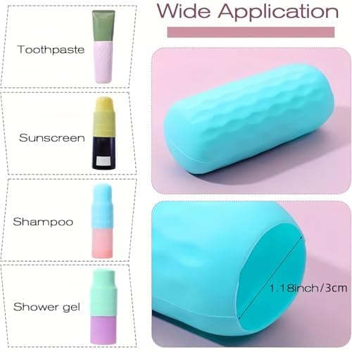 10 Pack Leak-Proof Elastic Sleeves – Silicone Bottle Covers for Travel Essentials, Reusable Travel Accessories, Fits Most Travel Size Toiletries, Shampoo Bottles & Liquid Pouches,Easy to Use — view 5
