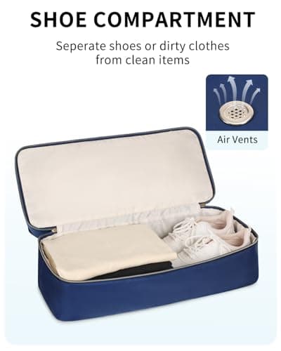 WANDF 45x36x20 Cabin Bag for EasyJet Airlines Underseat Carry on Hand Luggage with Shoe Compartment, Wet Pocket & TSA Approved Quart Size Bag, Travel Duffel Holdall for Women and Men (Navy Blue) — view 3