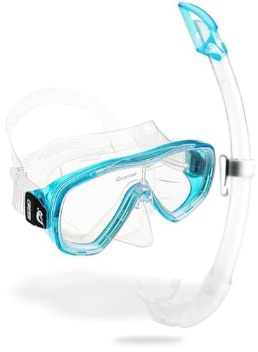 Cressi Single Lens Mask & Snorkel Set - Tempered Glass Diving Mask - Snorkel Set Adults for Pools & Sea - Quick-Adjust Buckles for Scuba Diving Equipment - Transparent/Aquamarine - Combo Set — view 2