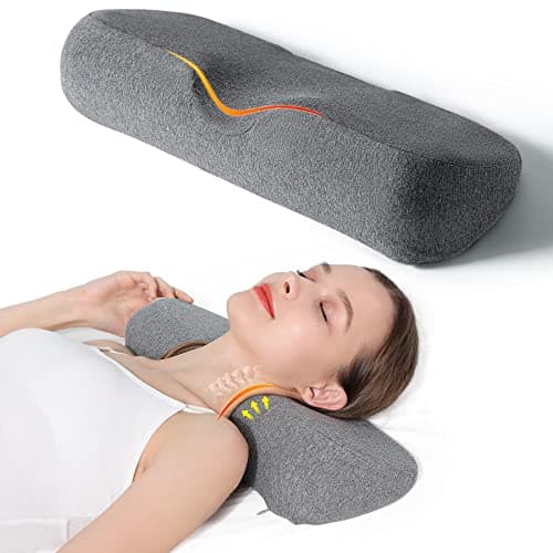 Cozyhealth Cervical Neck Pillows for Pain Relief Sleeping, High-Density Memory Foam Neck Bolster Pillow for Stiff Pain Relief, Neck Support Pillow Neck Roll Pillow for Bed Pillow (Dark Gray)