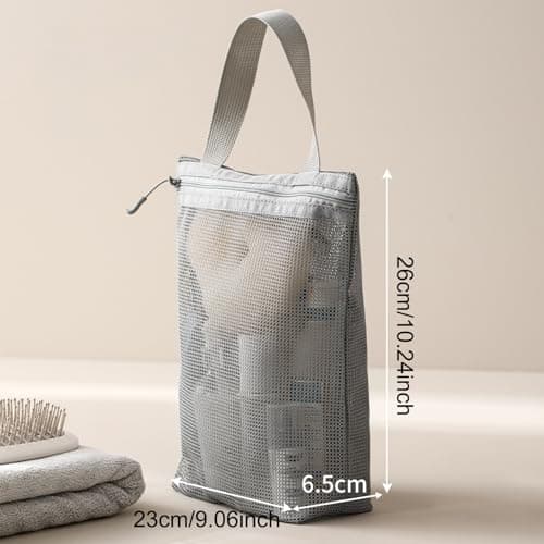 KASESSS Mesh Shower Caddy Bag, Toiletry Bag, Bathroom Organiser, 3 Pockets Quick Dry Travel Toiletry Bags, Portable Mesh Shower Bags for College Dorms, Gym, Beach, Camping, Swimming, Yoga and Travel — view 2