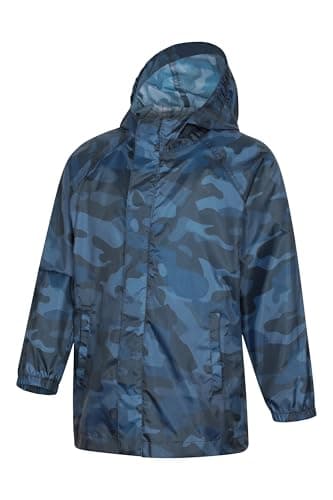 Mountain Warehouse Pakka Kids Waterproof Jacket - Wind Resistant, Lightweight,Breathable Rain Coat for Girls & Boys, Packaway Bag - For Rain, Autumn, Winter Blue Teen Size 13 Years — view 3