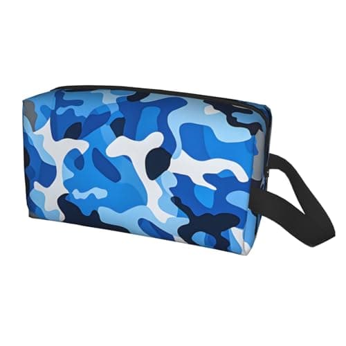 HSYOYO Travel Toiletry Bag for Women Men,Portable Hanging Toiletry Bag,Waterproof Dopp Kit Cosmetic Organizer,Large Capacity Shaving Bag Makeup Bag, Sky Blue Camouflage, One Size