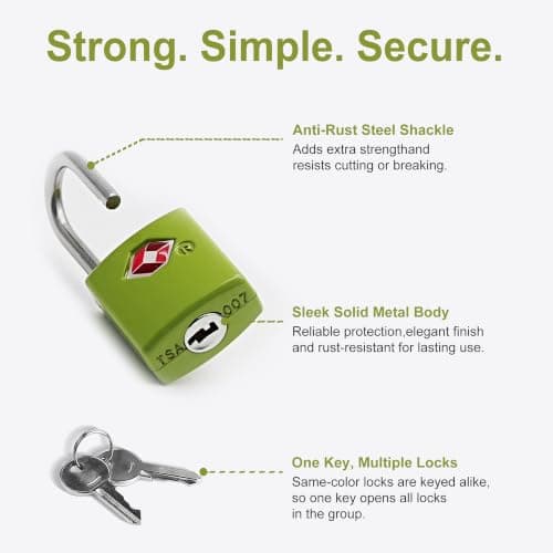UP Security TSA Locks for Luggage with Keys, Luggage Locks TSA Approved 4 Pack, International Travel Essentials, Small Padlock with Key, Mini Padlock for Suitcase, Backpack — view 4