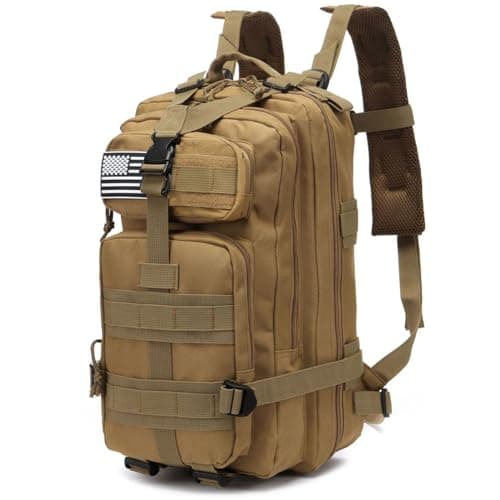 Thuram 20 Liters Durable Nylon Waterproof Fishing Backpack Outdoor Military Tactical Sports Hiking Casual Daypacks (Khaki)