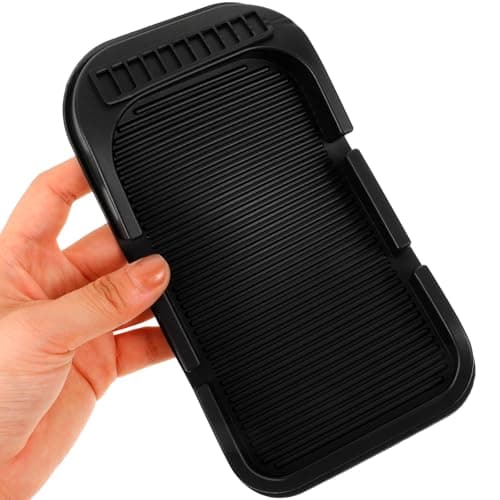 Veemoon car dashboard phone holder car dashboard mat secure placement double slot design car dashboard black PVC for cellphones — view 4