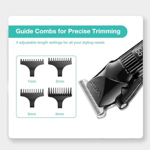 VGR 037 Mini Hair Trimmer for Men with Taper Lever and LED Display, Black — view 5
