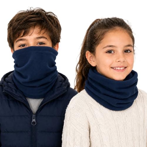 Octave® Winter Neck Warmer For Kids, Multifunctional Fleece Neck Gaiter Face Covering Mask Snood Scarf For Boy and Girls Cycling and Outdoor Sport (Navy)
