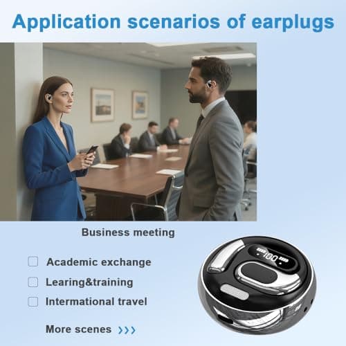 BZRYPREC OWS 144-Language AI Translator Earbuds - Real-Time Speech Translation with Accent Recognition - Learning/Travel/Business Bluetooth Earbuds（Black） — view 3