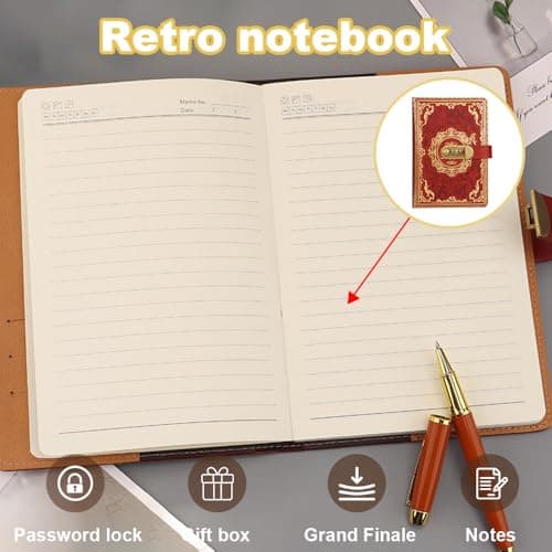 FEIHS 1 Piece Leather Password Notebook,for work memos and study notes — view 6