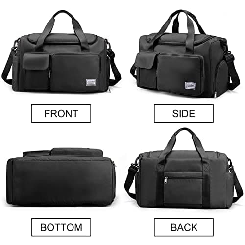 RainFlowwer Travel Duffel Bag Women Men,Sports Gym Bag with Shoes Compartment,Waterproof Travel Bag Overnight Bag with Dry Wet Separated Pocket,Carry Luggage Bag Weekender,Sports,Gym,Travel (Black) — view 5