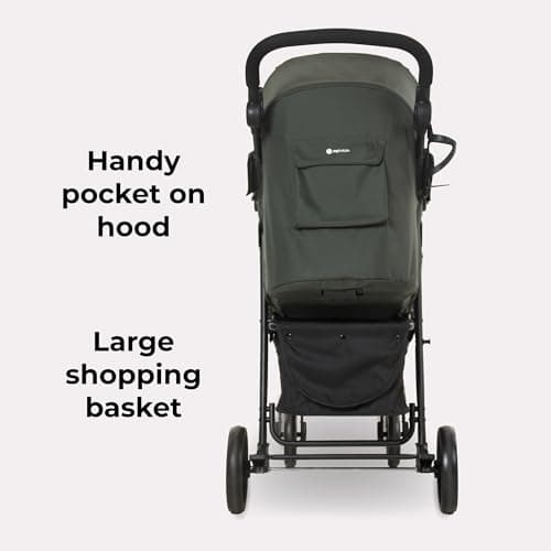 My Babiie MB30 Pushchair – from Birth to 4 Years (22kg), Easy Compact Fold, Large Shopping Basket, Adjustable Handle, Stroller Includes Cup Holder, Rain Cover – Forest Green — view 6