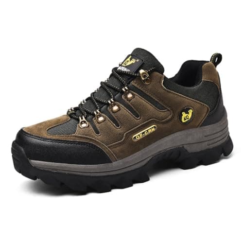Women's Hiking Boots Men's Waterproof Walking Shoes Low Rise Breathable Trekking & Hiking Footwear Outdoor Backpacking Camping Trails Shoes (Dark Green-A,12)
