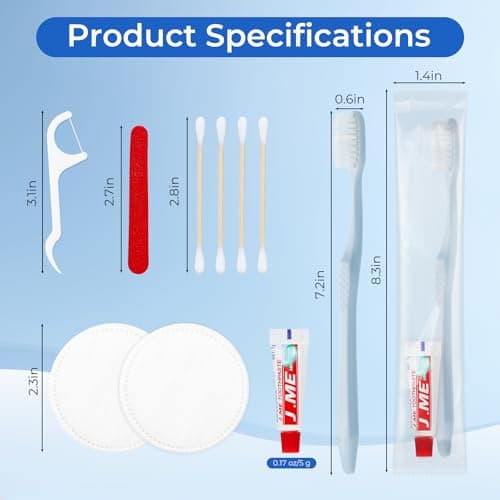 LLHQAMT Disposable Travel Toothbrush, Light Blue Toothbrush and Toothpaste with Hotel Vanity Kit, Individually Packaged, Suitable for Hotel, Home, Camping and Travelling (20-Pack) — view 2