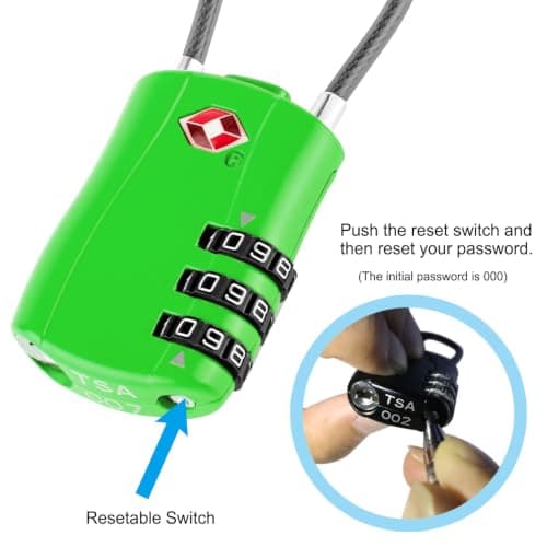 Diyife TSA Approved Luggage Locks with Flexible Steel Cable, Easy to Set up — view 3