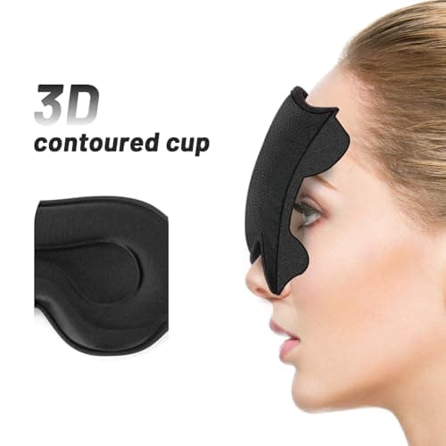 Sleep Mask for Men Women, Upgraded 3D Contoured Cup Eye mask Blindfold, Block Out Light, Eye mask with Adjustable Strap, Breathable & Soft for Sleeping, Yoga, Traveling (Black) — view 4
