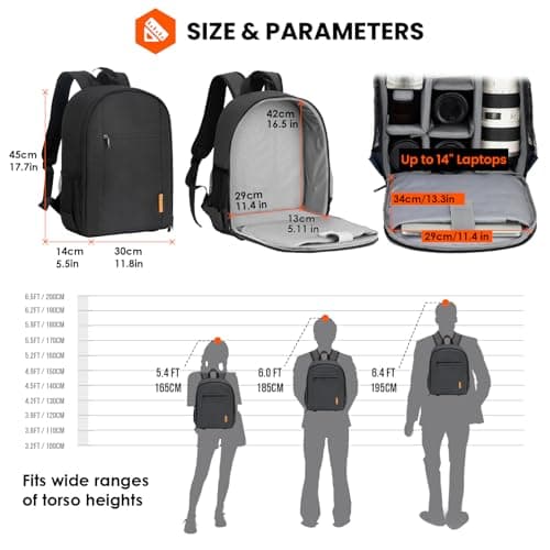 TARION Camera Bag Backpack Medium -Waterproof Photography 14" Laptop Sleeve — view 2