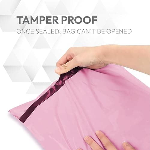 delka Mailing Bags, 60 Mixed Size Pink Poly Mailer Bags, Tear-Resistant Shipping Envelopes for Clothing, Documents, Strong Self-Seal Adhesive, Waterproof & Lightweight Pink — view 5