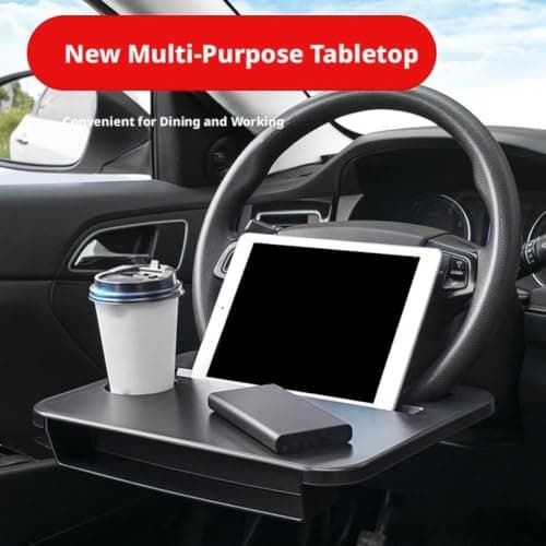 Car Steering Wheel Desk Tray with Seat Organizer, 2-in-1 Portable Laptop Stand for Eating & Working, Universal Vehicle Accessory for Road Trips, Commuting, and Remote Work — view 3