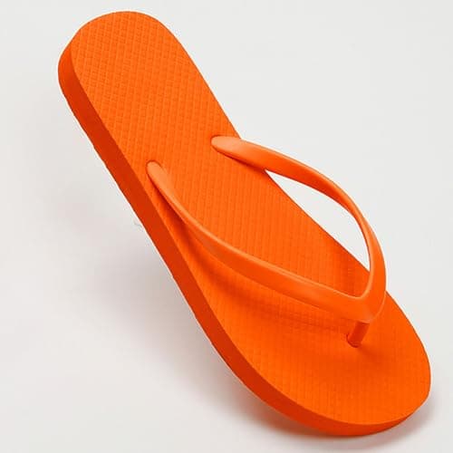Women's Flip Flops Clearance UK Shower Flat Sandals Suitable for Summer Bathroom Beach Slippers Rubber Soft Slip On Shoes Fashion Lightweight All Day Walking Casual Sandals Size 5.5 Orange — view 3
