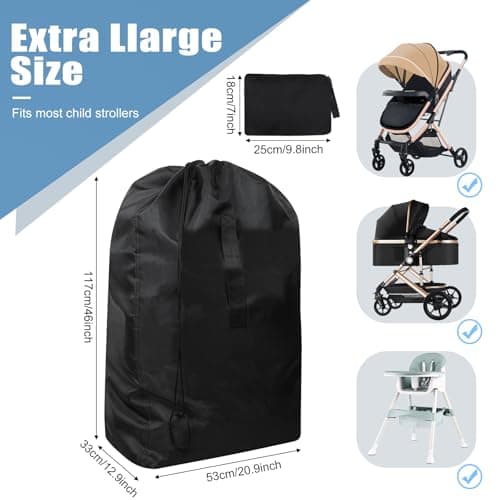 Lishang Travel Stroller Bag for Airplane Pram Cover Buggy Travel Bag Waterproof Gate Check Bag Pushchair Cover Storage Bag for Baby Child Kids Infant Strollers Large Portable — view 2