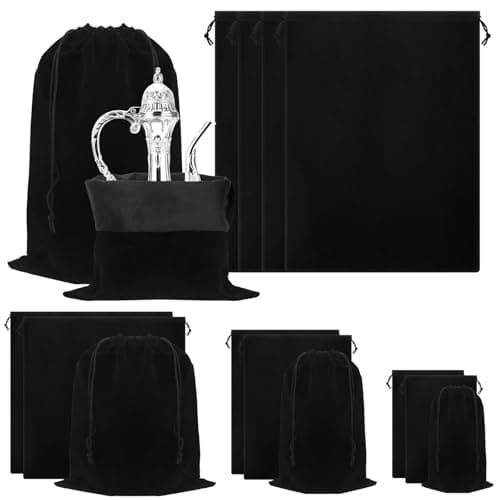 Glarks 4pcs 11.8 x 15.7in Black Anti Tarnish Storage Bags s Large Jewellery Pouches Silver Storage Bags Fabric Cloth Pouche for Jewelry Silverware Protection Flatware Candy Wedding Favor