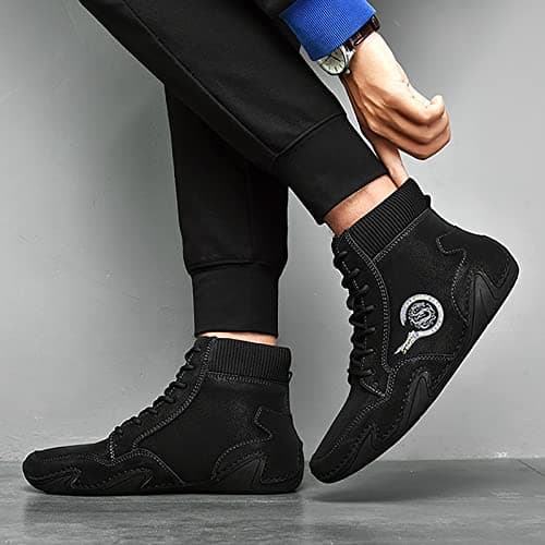YIzdegg Hiking Shoes Men's Summer High Outdoor Shoes Orthopaedic, black, 8 — view 3