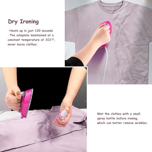 Newbealer Mini Travel Iron, Hot Pink — view 6