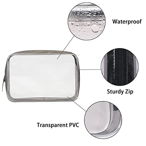 KEYRI 4 Pcs Clear Travel Toiletry Bag Makeup Bags Portable Waterproof Toiletry Bags for Women Men Airport Security Liquids Bags TSA Approved Holiday Travel Accessories Cosmetic Bag Organizer (Black) — view 4