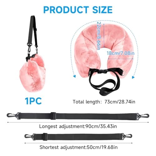 Stuffable Neck Pillow for Travel, Raised Neck Support Travel Pillow Stuffable with Clothes for Extra Luggage Space, Adjustable Strap, Relax with Soft Head Support for Airplane, Camping, Train, Hiking — view 2