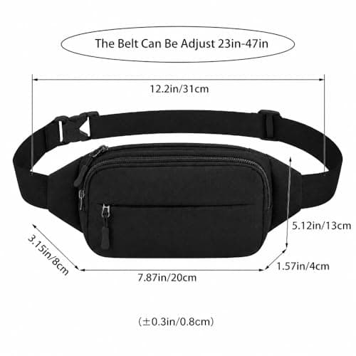 Waterproof Bumbags Waist Fanny Pack Running Belt Ladies Fashion Bum Bag with Adjustable Belt for Sport Running Hiking Jogging Travel Dog wolking Women Men (Black-A) — view 5