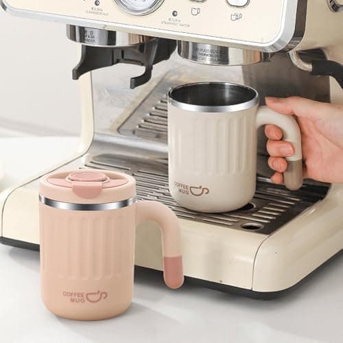 Insulated Coffee Cup, 480ml Travel Mug with Handle, Mug with Lid, Pink — view 2