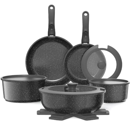 YASHE 15Pcs Nonstick Pots and Pans Set with Removable Handle, Oven Safe