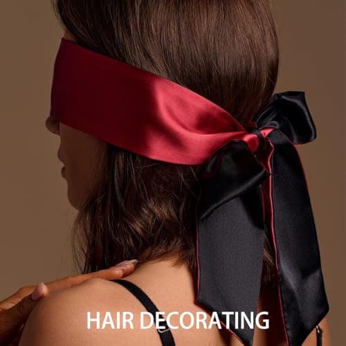 Nurhore 2PCS Blindfold for Couples Games, Comfortable Satin Eye Mask Blind Folds for Adult Play Sleeping, Sleep Eye Masks Blindfold Fluffy Handcuffs Play, Hand Tie Blindfolds Women Girls — view 3