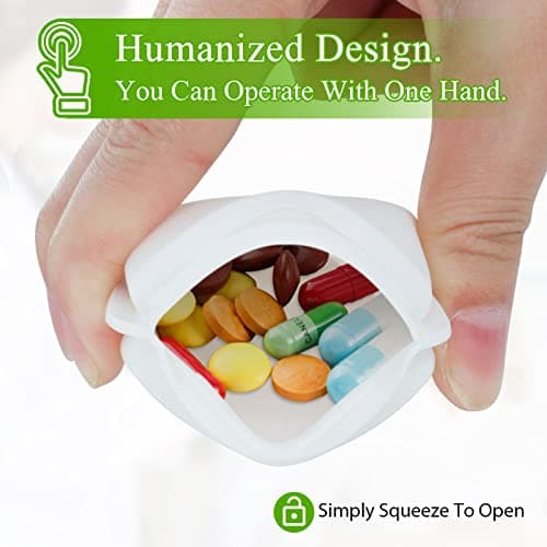 Small Pill Case Reusable Pocket Pill Case Portable Open Pill Pouch Silicone Small Pill Box for Organizing Medication, Pills, Vitamins, and Tablets for Travel (White) — view 3