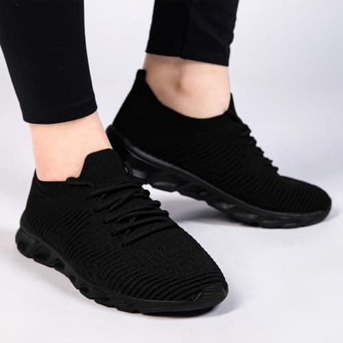 VLHGCG Trainers Mens Womens Running Shoes Black Sneakers Size UK 5.5 — view 2