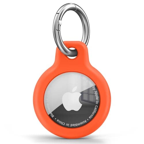 Air-Tag Holder Air-Tag Silicone Case, with Keychain, TPU Case for Air Tags Keyring for Keys, Bags, Luggage, Pet Collar, Anti-Lost and Scratch-Resistant, Fully Covered (Orange)