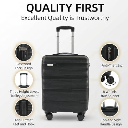 LUGJET 55x40x20 Ryanair Priority Cabin Suitcase, Also for EasyJet, Jet2, Lightweight,ABS Hard Shell, Durable 4-Wheel Cabin Case, Carry-On Size 10kg Hand Luggage, Travel Bag — view 5