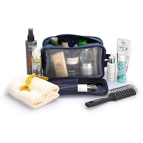 IGNPION Travel Toiletry Wash Bag Dry & Wet Separation Men Dopp Kit Bag Gym Shaving Organiser Bag with 3 Compartments (Dark Blue) — view 4