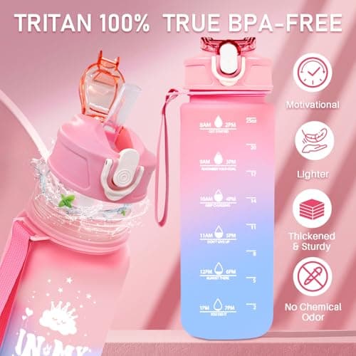 Birthday Gifts For Girls Pink Sports Water Bottle Gift Set 6pcs — view 3