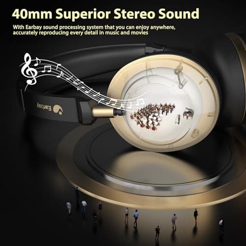 Wireless Headset, Bluetooth Headset With Microphone Noise Canceling & USB Dongle, On Ear Headphones with Charging Dock & 45hrs Working Time for Computer/Mobile Phones/Ms Teams/Skype/Zoom/Office — view 5