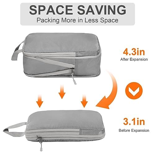 Compression Packing Cubes,Travel Storage Bag, Travel Packing Essentials for Suitcase Organizer Bags, Packing Organiser for Carry On Luggage (Grey, Set of 4) — view 4