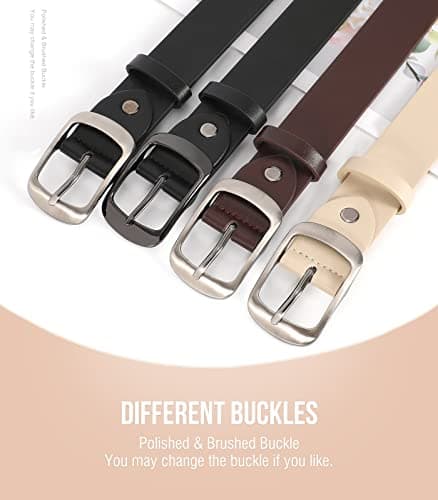 JASGOOD 2 Packs Women Faux Leather Belts for Jeans Fashion Ladies Waist Belt Black Coffee Small — view 5