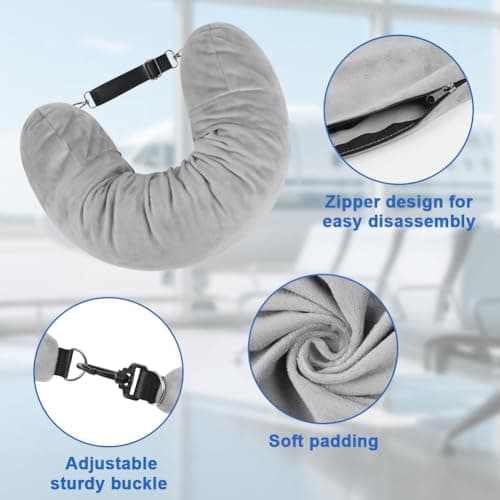 Adiwo Multifunctional Stuffable Travel Pillow, Travel Pillow Stuffable with Clothes, Soft Stuffable Neck Pillow, Fillable for Extra Luggage with Adjustable Straps, for Airplane Camping Train, Gray — view 3
