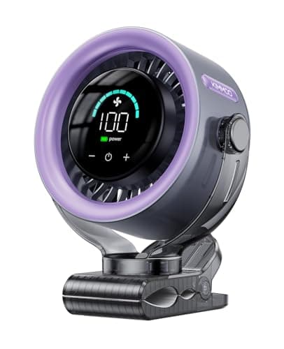 KIMMOO 4000mAh Rechargeable Portable Clip-on Fan with LED Display, 100-Speed Touch Control & 360° Rotation, Quiet Turbo Desk Fan, Small Battery Operated USB Fan (Grey)