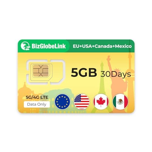 EIOTCLUB Prepaid SIM Card for Travel, International SIM card Supports Use in USA, Canada and Mexico, Data Only, 5G/4G LTE High-speed,No Contract, Refillable, Perfect for Phones, Wifi Routers